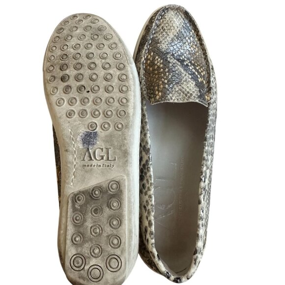 AGL Women's Snake Print Leather Loafers Flats Size 7 / 37 - Picture 7 of 8